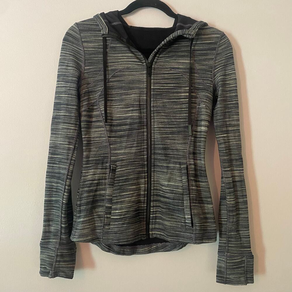 Lululemon Gray Hooded Define Jacket Heathered Stripe Full Zip Athleisure size 6 - Picture 2 of 11